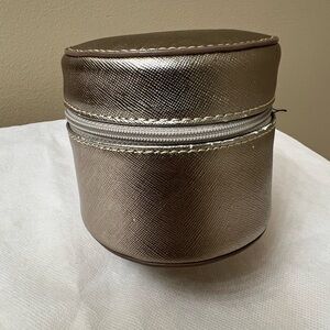 Talbots Metallic Gold Round Jewelry Case NWT